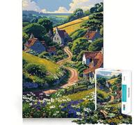 Rompecabezas de 1000 Piezas para Adultos,Ciudad de Cuento de Hadas,Arte pixelado,Corte Premium,Juego de ingenio,diversión sin Preocupaciones,decoración navideña (38x52cm)