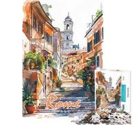 Rompecabezas de 1000 Piezas para Adultos Ciudad de Roma Acuarelas Juegos Familiares para divertirse en Familia dificultad y desafío (tamaño 50x75cm)