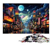 Rompecabezas de 1000 Piezas para Adultos Ciudad de Tokio Japón de Noche de Madera Juguete Educativo antiestrés 1000 Piezas (75 x 50 cm)