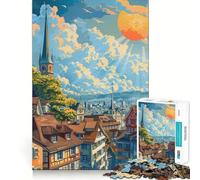 Rompecabezas de 1000 Piezas para Adultos,Ciudad de Zúrich,Suiza Juego Divertido y Relajante Corte láser Tiempo de Tranquilidad y Ejercicio Mental en casa (50x75cm)