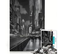 Rompecabezas de 1000 Piezas para Adultos, Ciudad en Blanco y Negro, Juego práctico, Carrera de Velocidad Manual, con Piezas de Formas aleatorias Que encajan Perfectamente 38x52cm