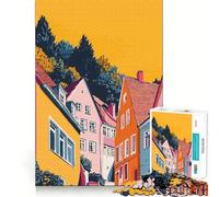 Rompecabezas de 1000 Piezas para Adultos Ciudad Europea Colorida,diversión para armar,desafío Inteligente,Juego Tranquilo,Regalo de cumpleaños para Aficionados (38x52cm)