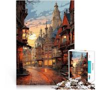 Rompecabezas de 1000 Piezas para Adultos Ciudad Europea Madera，para Mayores de 14 años Rompecabezas Regalo - Juego desafiante。tamaño：50x75cm/19.68x29.52pulgada