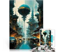 Rompecabezas de 1000 Piezas para Adultos Ciudad futurista Steampunk Juguete Educativo Intelectual descompresor Buen Regalo 52x38cm
