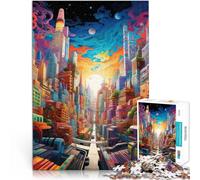 Rompecabezas de 1000 Piezas para Adultos Ciudad Paranormal Vibrante Juguetes de Juego Cada Pieza es única: un desafiante y Divertido Juego Familiar 75x50cm