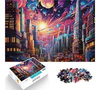 Rompecabezas de 1000 Piezas para Adultos Ciudad psicodélica - Urbanidad cósmica Juego Familiar para y Lista de Deseos con Papá Noel 52x38cm