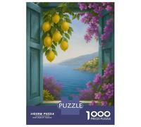 Rompecabezas De 1000 Piezas Para Adultos Coastal View Through Window with Lemons Rompecabezas Para Adultos Juegos Familiares Pero Divertidos Y Humorísticos Regalo De Cumpleaños, Regalos, 52x38cm/1000p