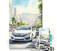 Rompecabezas de 1000 Piezas para Adultos Coche,Acuarela,Piezas de Corte Limpio,Juego de Habilidad Mental,Momento de relajación,Diversión,Escena navideña,Arte (50x75cm)