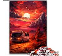Rompecabezas de 1000 Piezas para Adultos, Coche al Atardecer, de Madera, decoración del hogar 50x75cm, Ideal para Adolescentes