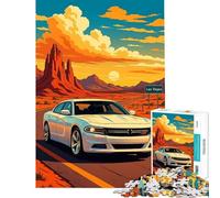 Rompecabezas de 1000 Piezas para Adultos Coche Blanco en la Carretera a Las Vegas Un Reto Educativo para divertirse en Familia Juegos relajantes para Mayores de 14 años (38x52cm)
