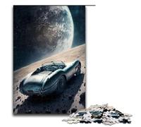 Rompecabezas de 1000 Piezas para Adultos Coche clásico en la Luna Divertido Rompecabezas Familiar con póster a Juego y Hoja de Trivia de 75x50cm