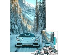 Rompecabezas de 1000 Piezas para Adultos Coche Deportivo Blanco en montañas Nevadas Rompecabezas de 1000 Piezas Juguetes de decoración para el hogar Decoración Perfecta cumpleaños