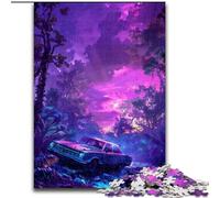 Rompecabezas de 1000 Piezas para Adultos, Coches en el Bosque Morado, de Madera, Mayores de 14 años, 50x75cm, desafiante y entretenido, Actividad Familiar