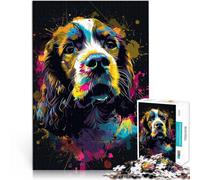 Rompecabezas de 1000 piezas para adultos Cocker Spaniel Dog Art Interesante Reducción del estrés Rompecabezas de 14.9 x 20.47 pulgadas, regalos secretos de Papá Noel