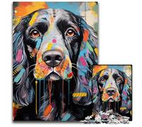 Rompecabezas de 1000 Piezas para Adultos, Cocker Spaniel inglés, Grafiti de cartón, Ideal para Enamorados, Navidad, Año Nuevo, San Valentín, 26x38cm/10,23x14,96 Pulgadas.