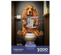 Rompecabezas De 1000 Piezas para Adultos Cocker Spaniel on Toilet Rompecabezas para Adultos Juego Práctico Ensamblaje De Patrones Desafiante De Completar 52x38cm/1000pcs