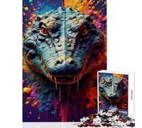 Rompecabezas de 1000 Piezas para Adultos Cocodrilo con Salpicaduras de Color Juegos relajantes Un desafío desafiante Juguetes de decoración para el hogar Que ayudan a desestresar el intelecto