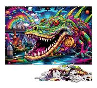 Rompecabezas de 1000 Piezas para Adultos: Cocodrilos del Nilo de Colores desafío Educativo antiestrés desafío difícil (tamaño 75 x 50 cm)