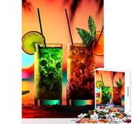 Rompecabezas de 1000 Piezas para Adultos cóctel Bebida neón decoración del hogar Juguetes Regalos de Amigo Secreto Juego Familiar Ayuda a ejercitar el Cerebro tamaño 38x26cm