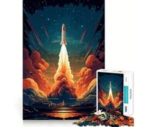 Rompecabezas de 1000 Piezas para Adultos Cohete Espacial despegado,decoración Elegante,Juego cognitivo Divertido,Juego de Paz,Actividad de cumpleaños 50x75cm