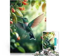 Rompecabezas de 1000 Piezas para Adultos Colibrí alimentándose de una Flor Regalos de Juegos desafiantes Obra de Arte 38x26cm