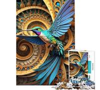 Rompecabezas de 1000 Piezas para Adultos Colibrí de Cola Violeta Juegos Familiares para divertirse en Familia Difícil y desafiante (Tamaño 38x52cm)