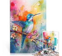 Rompecabezas de 1000 Piezas para Adultos Colibrí en Acuarela Juguetes Juegos Educativos Antiestrés Decoración del hogar 38x26cm