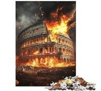 Rompecabezas de 1000 Piezas para Adultos Coliseo en Llamas - Rompecabezas para Adolescentes Vacaciones en casa Matar el Tiempo Lista de Deseos con Papá Noel cumpleaños (38x52cm)