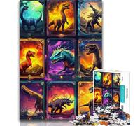 Rompecabezas de 1000 Piezas para Adultos, Collage de Dinosaurios Rompecabezas de 1000 Piezas, Ideal para aliviar el estrés, Ideal para Decorar tu Escritorio (tamaño 38x26cm)