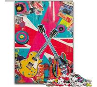 Rompecabezas de 1000 Piezas para Adultos: Collage de Discos de Guitarra Rompecabezas de 1000 Piezas para Adultos Un desafío para la Mente, una Noche de Juegos en Familia (tamaño 50x75cm)
