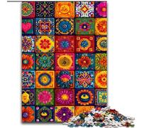 Rompecabezas de 1000 Piezas para Adultos, Collage de Flores y Mandalas, Juego Interactivo Familiar, Juego de Actividades Familiares, 50x75cm