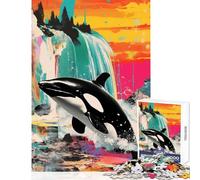 Rompecabezas de 1000 Piezas para Adultos Collage de orcas y Ballenas asesinas decoración del hogar Juguetes Ideas de Regalo Juego Educativo Adecuado para decoración de Escritorio tamaño 50x75cm