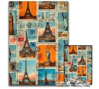 Rompecabezas de 1000 Piezas para Adultos, Collage de París, de cartón, cumpleaños o para Mayores de 14 años 26x38cm