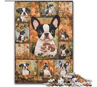 Rompecabezas de 1000 Piezas para Adultos, Collage de Perro Boston Terrier de cartón, 26x38cm, Juego de ingenio para decoración del hogar, para Adolescentes y Familia