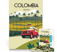 Rompecabezas de 1000 Piezas para Adultos Colombia Salento Palms Tra Premium Edge Art Rompecabezas Regalo Juego Casual Actividad de cumpleaños (38x26cm)