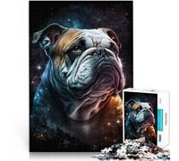 Rompecabezas de 1000 piezas para adultos, color espacial, bulldog, competencia de velocidad de mano, cumpleaños único, 14.95 x 20.47 pulgadas, para adolescentes mayores de 14 años