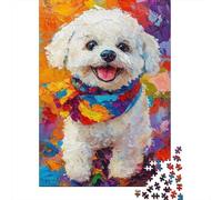 Rompecabezas De 1000 Piezas para Adultos Colorful Bichon Frise Painting Rompecabezas para Adultos Juegos De Relajación Desafío Difícil Ayuda A Ejercitar El Cerebro 38x26cm/1000pcs