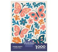 Rompecabezas De 1000 Piezas para Adultos Colorful Butterflies and Flowers Illustration Rompecabezas para Adultos Juegos Divertidos Corte De Precisión Actividades Divertidas En Casa, 70x50cm/1000pcs