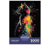 Rompecabezas De 1000 Piezas para Adultos Colorful Cat Splash Art Rompecabezas para Adultos Juguetes Antiestrés Difícil Difícil Y Desafiante 38x26cm/1000pcs