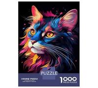 Rompecabezas De 1000 Piezas para Adultos Colorful Cat Wall Art Print-3 Rompecabezas para Adultos Juego Familiar Carrera De Velocidad Manual Desafiante para Completar 52x38cm/1000pcs