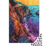 Rompecabezas De 1000 Piezas para Adultos Colorful Coastal Landscape Art Print Rompecabezas para Adultos Juegos Familiares Decoración Desafiante De Completar 38x26cm/1000pcs