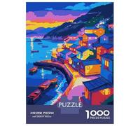 Rompecabezas De 1000 Piezas para Adultos Colorful Coastal Village at Sunset Rompecabezas para Adultos Juegos Familiares Análisis Y Lógica Oferta como Regalos para Toda La Familia 38x26cm/1000pcs