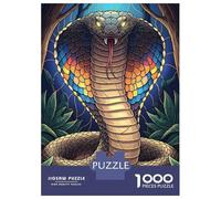 Rompecabezas De 1000 Piezas para Adultos Colorful Cobra Snake Illustration Rompecabezas para Adultos Juguetes Antiestrés Corte De Precisión Actividades Divertidas En Casa 52x38cm/1000pcs