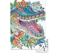 Rompecabezas De 1000 Piezas para Adultos Colorful Crocodile Tattoo Design Rompecabezas para Adultos Juegos De Relajación Análisis Y Lógica Regalos para Amigos Y Familiares 52x38cm/1000pcs