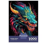 Rompecabezas De 1000 Piezas para Adultos Colorful Dragon Head Art Print Rompecabezas para Adultos Juego Familiar Carrera De Velocidad Manual Desafiante para Completar 52x38cm/1000pcs