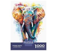 Rompecabezas De 1000 Piezas para Adultos Colorful Elephant Watercolor Rompecabezas para Adultos Juegos Familiares para La Diversión Familiar Regalo De Cumpleaños, Regalos, 38x26cm/1000pcs