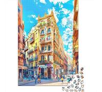 Rompecabezas De 1000 Piezas para Adultos Colorful European Street Scene Rompecabezas para Adultos Juego De Ingenio Una Obra De Arte Interacción Entre Padres E Hijos 38x26cm/1000pcs
