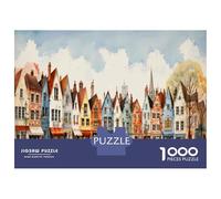 Rompecabezas De 1000 Piezas para Adultos Colorful European Townscape Rompecabezas Práctico Juego Decoración del Hogar Cumpleaños Y Navidad 52x38cm/1000pcs