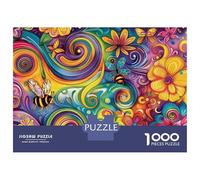 Rompecabezas De 1000 Piezas para Adultos Colorful Flowers and Bees Rompecabezas para Adultos Juegos De Relajación Regalo De Cumpleaños Interacción Entre Padres E Hijos 38x26cm/1000pcs
