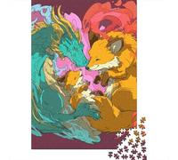Rompecabezas De 1000 Piezas para Adultos Colorful Fox Family Artwork Rompecabezas para Adultos Juegos De Relajación Análisis Y Lógica Regalos para Amigos Y Familiares 52x38cm/1000pcs